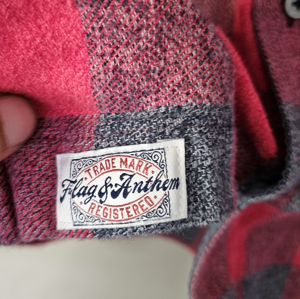 Flag & Anthem Flannel Shirt *No Sze Tag, Please See Photos for Measurements* - Picture 2 of 11